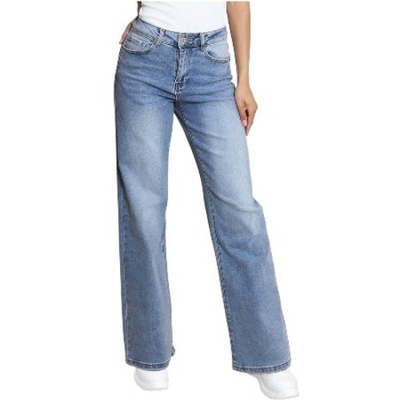 Katch Me Denim - Katch Me Women's Premium Denim Light Wash‎ Wide Leg Jeans EUR 36 / US 4-6
